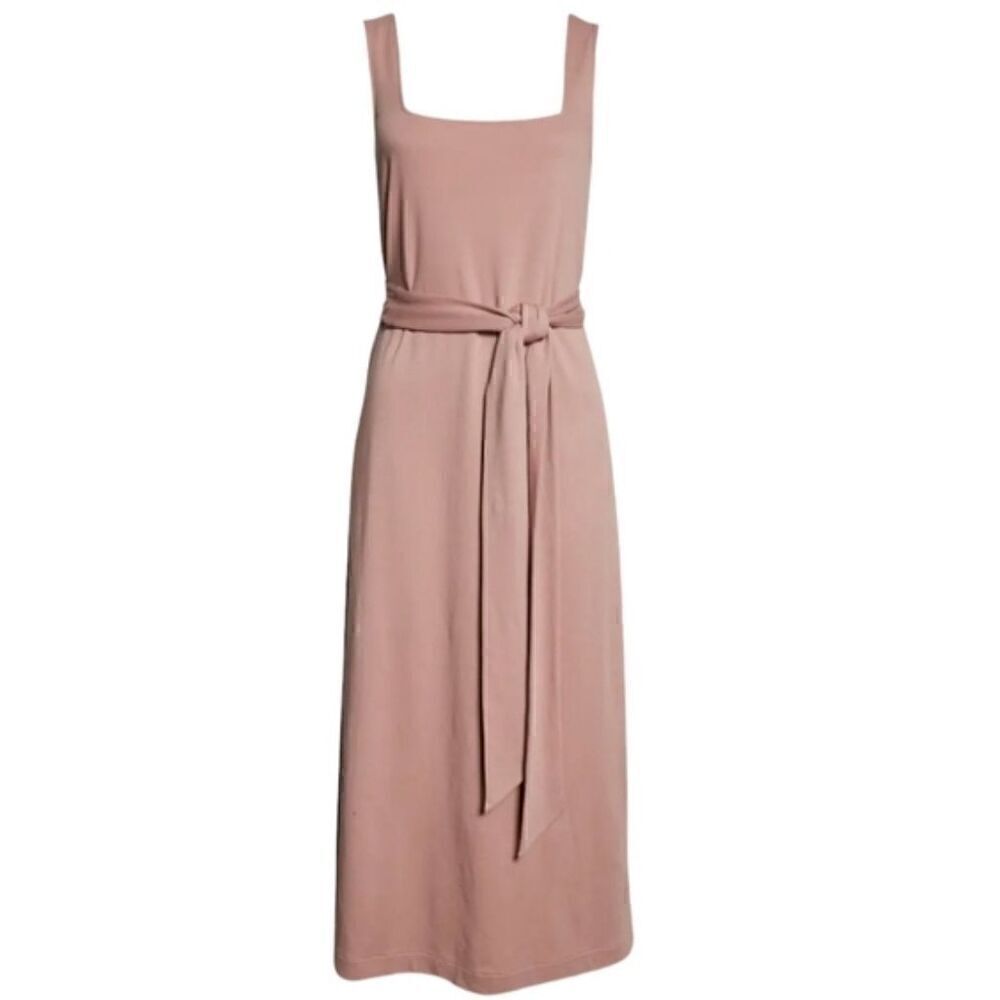 Vince Belted Square Neck Midi Dress in Mauve Orchid NWT Size XS